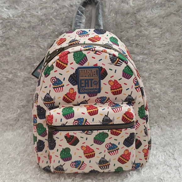 Loungfly Marvel Eat the Universe Cupcake Backpack NWOT Disney Marvel Eats The Universe Avengers Cupcakes Food Mini  main image 3
